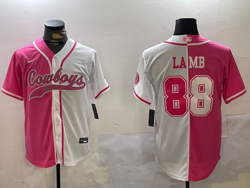 Men Dallas Cowboys #88 Lamb white pink Joint Name 2024 Nike Limited NFL Jersey style 1->dallas cowboys->NFL Jersey